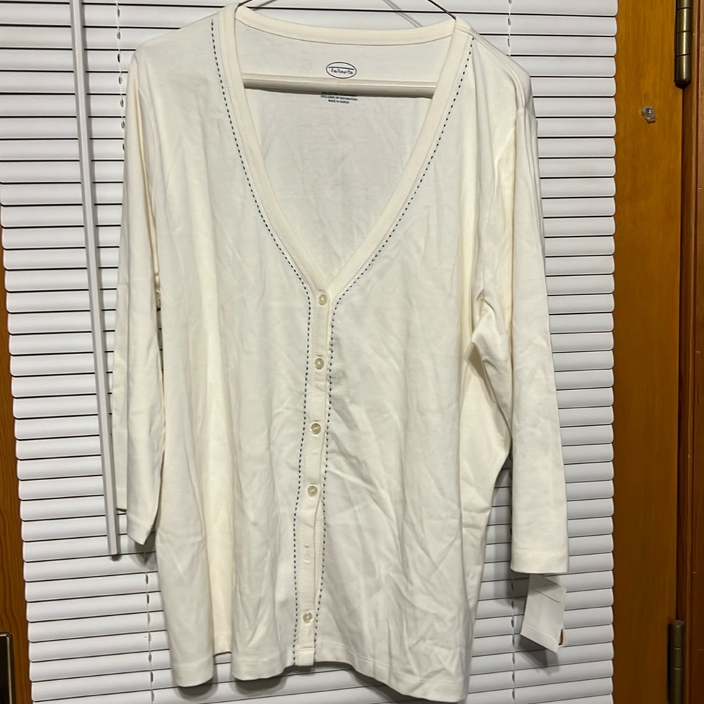 Talbots off white vneck cardigan, size 1x